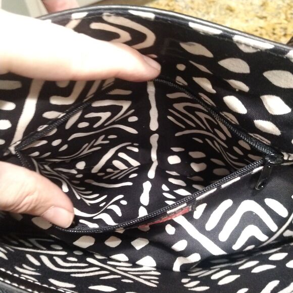 Isabella Fiori Beaded Sequined Canvas Leather Black Red Handbag Tote Bag - Picture 13 of 16